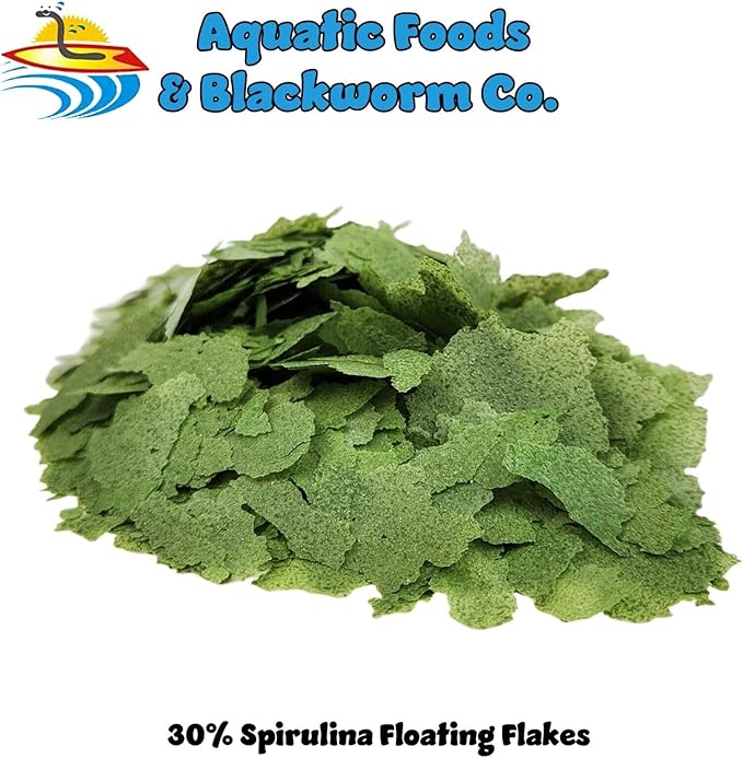 Aquatic Foods Inc. 30% Spirulina Premium Flakes for African Cichlids, All Central and South American Cichlids, Koi, Pond Fish, All Community Tropical Fish...WL…1/4-lb Foil Pouch Bag