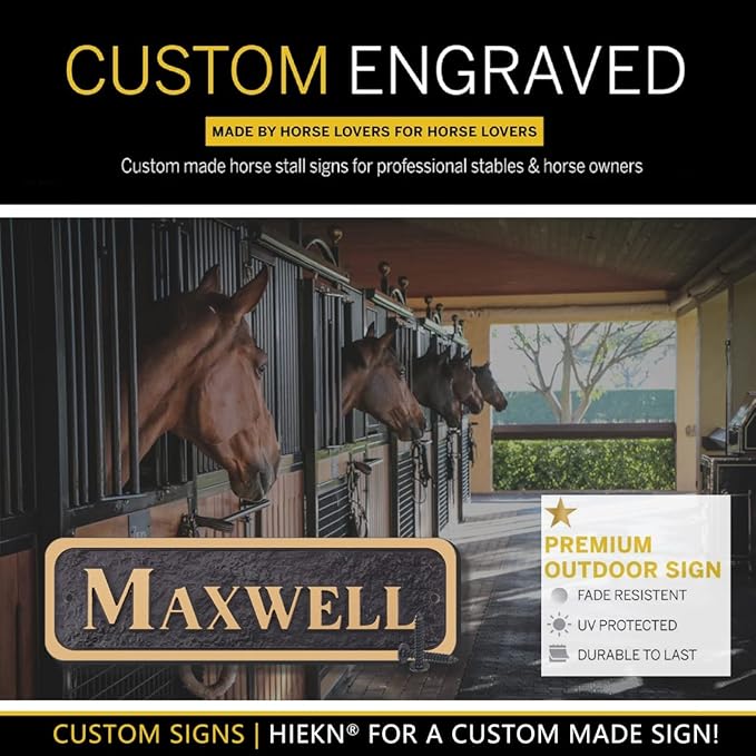 Acrylic Horse Stall Name Plate, 2.4" x 8" Personalized Stall Signs, UV Protected, Custom Pet Name Sign, All Weather Adhesive, Mounting (Rose Gold, Style 3)