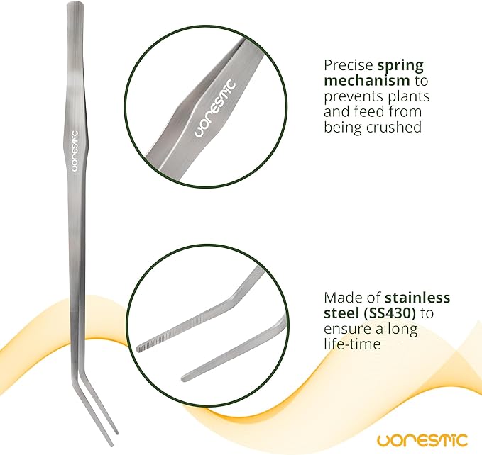 VORESTIC 6Pcs Aquascape Tools, Terrarium Tools, Aquarium Kit with Stainless Steel Aquarium Tweezers Extra Long, Aquarium Scissors, Algae Scraper, and Spatula - Aquascaping Tools Set for Maintenance
