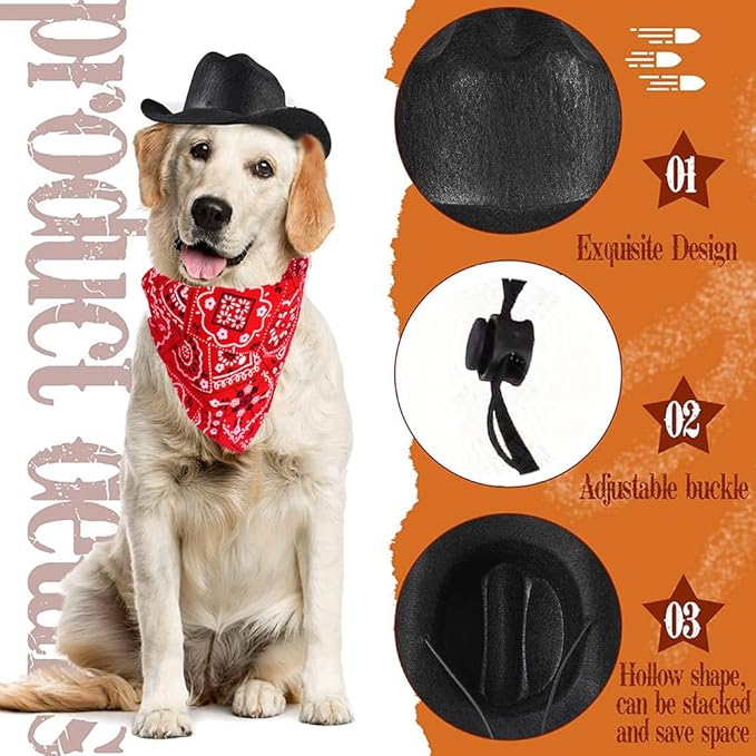 Dog Cowboy Costume Mini Cowgirl Hat Pet Bandana Halloween Costume for Cat Size S
