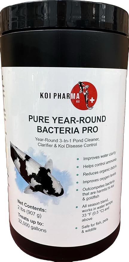 Koi Pharma® Pure Year-Round Bacteria Pro – All-Season Beneficial Pond Bacteria for Clear Water, Sludge Control & Healthy Koi and Goldfish (2 Pound)