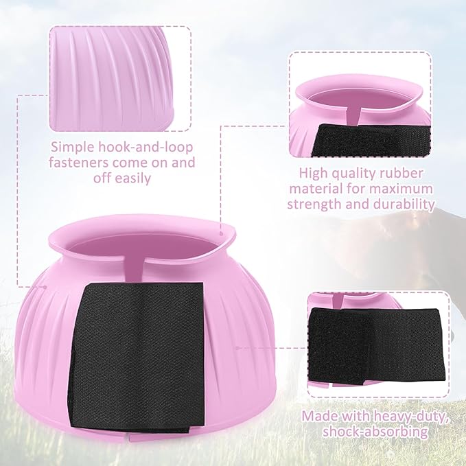 Abbylike Bell Boots for Horses 1 Pair/2 Pair Available, Protect Against Hoof Impact Trauma, Rubber Bell Boots Horse Care for Turnout, No Rub Design Wrap Hook and Loop