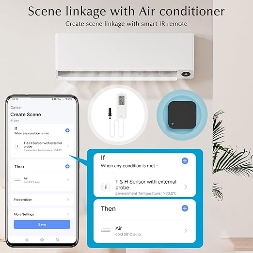Aquarium Thermometer, Smart Fish Tank Thermometer App Monitor, Free Data Export ℉/℃, WiFi Hygrometer for Babyroom, Greenhouse, Fish Tank, Refrigerator, White 2 Pack with Screen