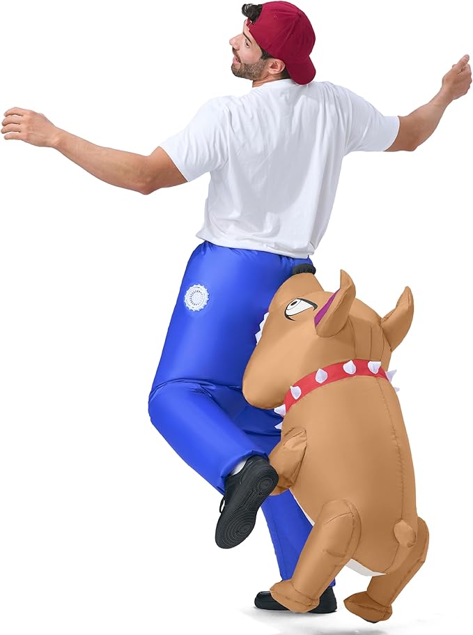 Spooktacular Creations Inflatable Dog Costumes for Adults, Biting By a Bulldog Blow up Outfit for Halloween Themed Parties