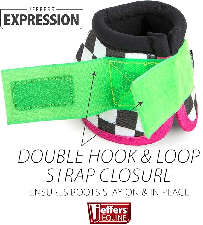 Jeffers Expression No Turn Bell Boots for Horses - Skater Cowgirl, Large | Shock Absorbing Hoof Protection | Secure Double Hook & Loop Closure, Perfect for Turnout, Training, & Riding - 1 Pair