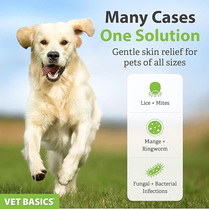 Vet Basics Lime Sulfur Dip – Skin Itch Relief Concentrated Antimicrobial & Antiparasitic Solution for Dogs, Cats, Puppies, Kittens & Horses, Helps Manage Ringworm, Mange, Skin Irritation, 1 Gallon