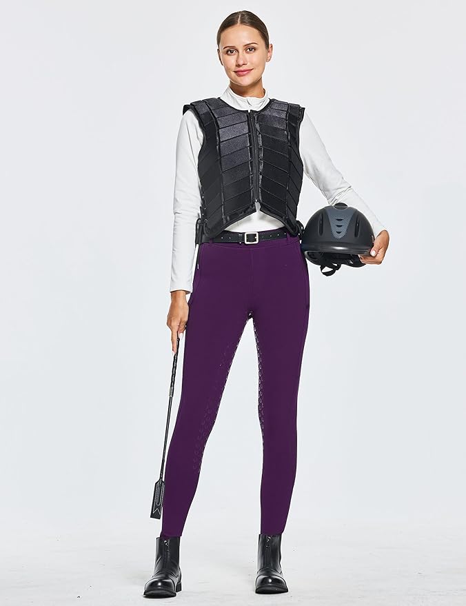 FitsT4 Sports Women's Winter Horse Riding Pants with Zipper Pockets Full Seat Riding Tights Fleece Lined Equestrian Breeches