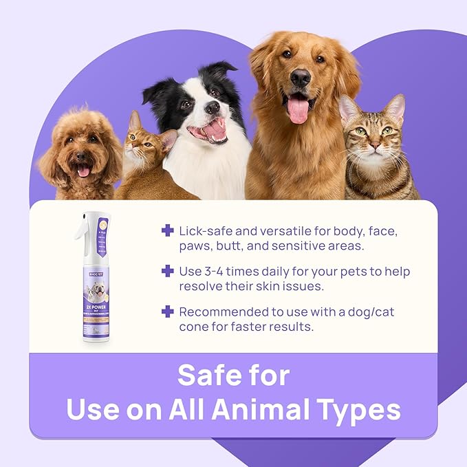 HICC PET Dog Hot Spot Treatment Spray, Itch Relief for Dog Care& Cat Care, 2X Strength for Dog Wound Care, Alleviate Dry Itchy Skin, Allergies, Inflammation, Dog Skin Irritation Treatment, 10 fl oz