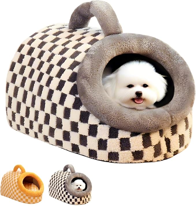 Dog Bed Cat Bed Small Medium Furniture Cat for Indoor Cats with Cover Cave Outdoor House Insulated House Ndoor Travel Hand(Grey, L)