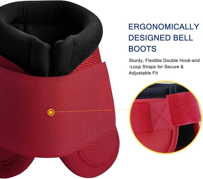 Equine Ballistic Overreach Bell Boots - No-Turn Horse Hoof Protection Boots (Sold in Pairs) WineRed Medium