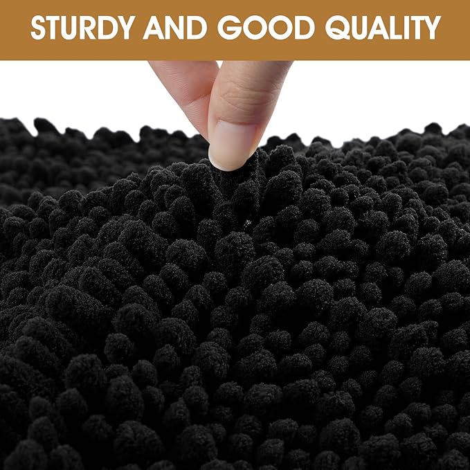 IM HOME 48" x 38" Black Dog Door Mats for Muddy Paws, Chenille Absorbent Dog Mat, Non Slip Heavy Mud Mat for Dogs, Soft Pet Bed Mat for Entryway, Mud Paws, Inside Floor