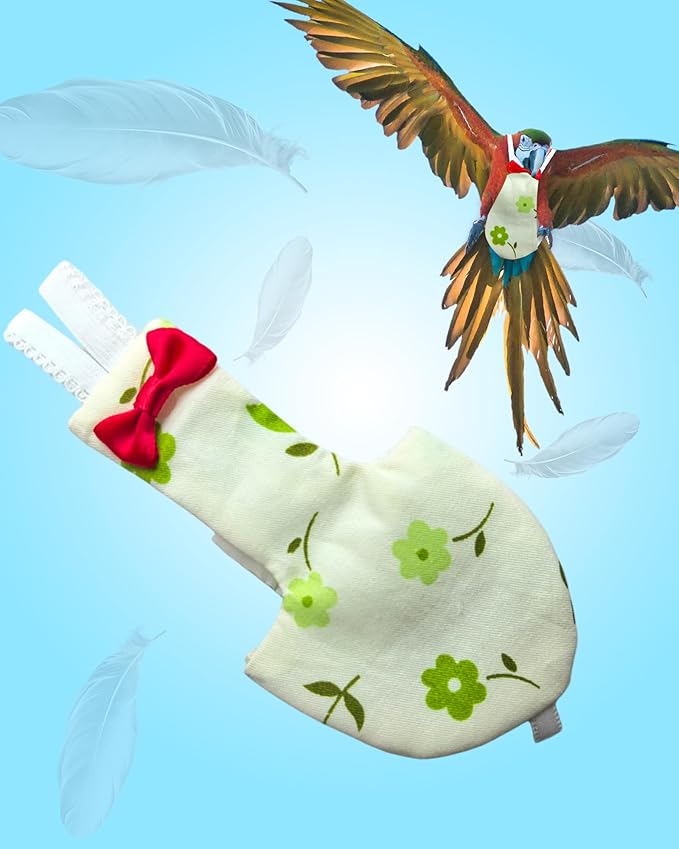 UKJENT Bird Diaper with 78 Inch Flying Leash - 2 Pack, Reusable Flight Suit with Waterproof Inner Layer, Washable Cute Urine Wet Suit for Cockatiel Monk Parakeet Sun Parakeet Lory(S)