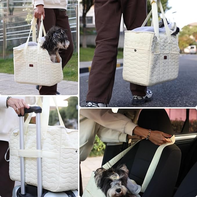 Small Dog Purse Rabbits Carrier Bag,Adult Cat/Puppy Carriers Bunny Bag with Multiple Pockets,Breathable Mesh Soft Cushion,Traveling Pets Tote Picnic Outdoor 15lb (Grey2, Large)
