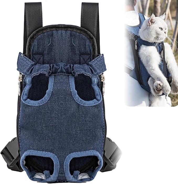 Portable Pet Carrier Backpack, Adjustable Pet Front Cat Dog Carrier Backpack Travel Bag for Small Medium Dogs Cats Puppies, Cat Backpack Carrier for Hiking Cycling (F, S)