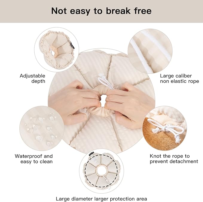 H HIDREAM Soft Dog Cones for Medium Dogs,Cute Adjustable Cone for Dogs to Stop Licking,Dog Recovery Collars & Cones That can Protect Head and Foot Wounds，Egg White All-Season Style