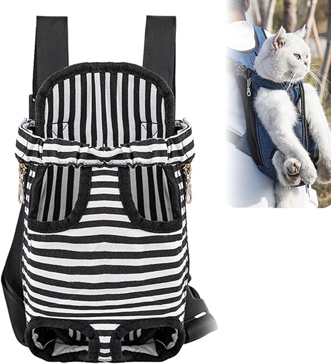 Portable Pet Carrier Backpack, Adjustable Pet Front Cat Dog Carrier Backpack Travel Bag for Small Medium Dogs Cats Puppies, Cat Backpack Carrier for Hiking Cycling (E, S)