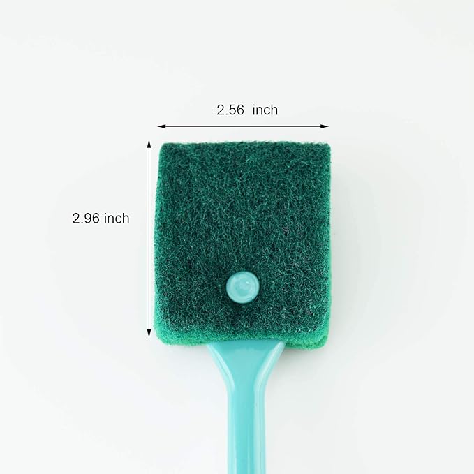 3 PCS Double-Sided AOODOOM Aquarium Fish Tank Algae Cleaning Brush with Non-Slip Handle, Sponge Scrubber Cleaner for Glass Aquariums and Home Kitchen