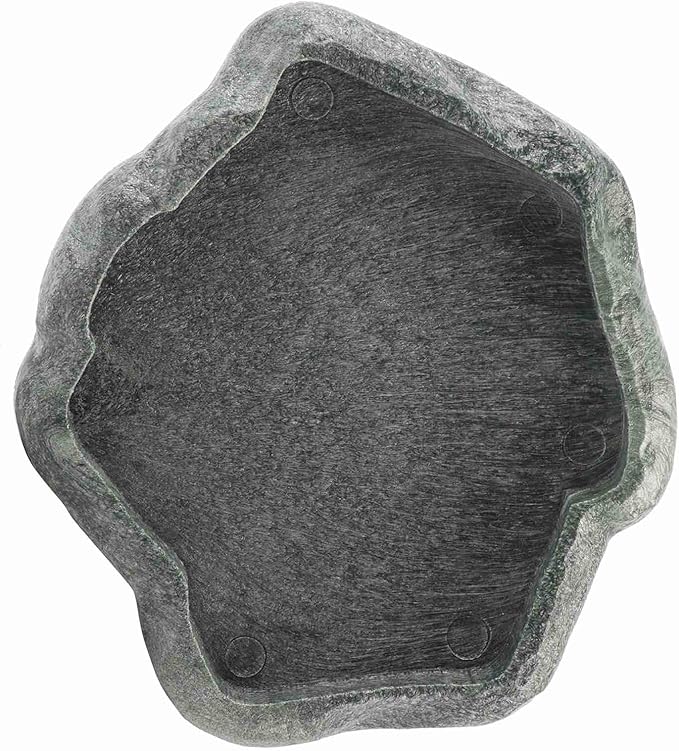 Reptile Bowl, Resin Rock Reptile Food and Water Feeder Pet Aquarium Ornament Terrarium Dish Plate for Tortoise Lizard Iguana(Dark Green S)