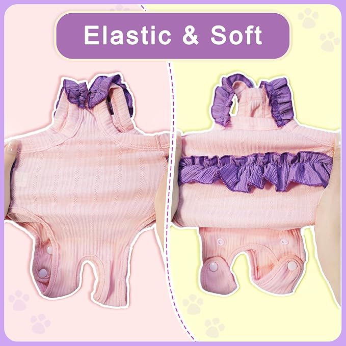 Cat Recovery Suit,Kitten Onesie After Surgery,E-Collar Alternative for Abdominal Wound and Skin Diseases,Soft Breathable Bodysuit After Spay（Yellow-l）