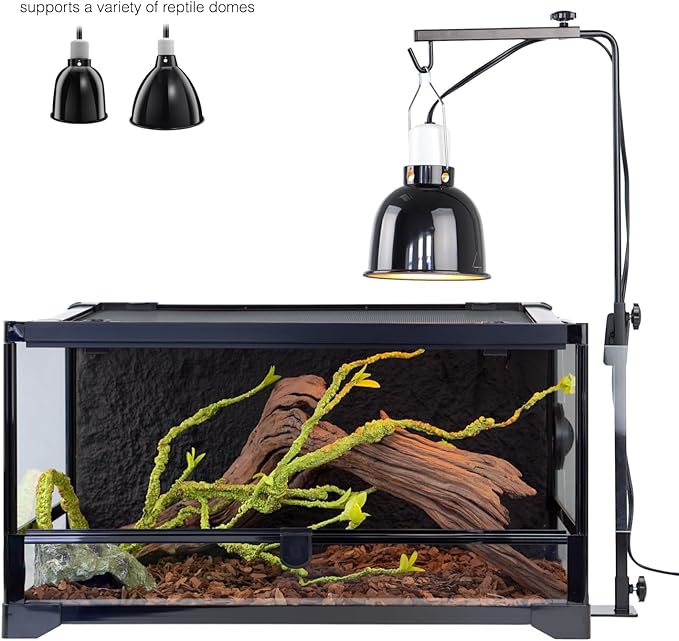 Reptile Lamp Stand – Adjustable Height Heat Lamp Holder for Terrariums & Tanks – Sturdy Metal Clamp & Riser for Bearded Dragon, Turtle, Snake Tank Accessories, 35 Inches