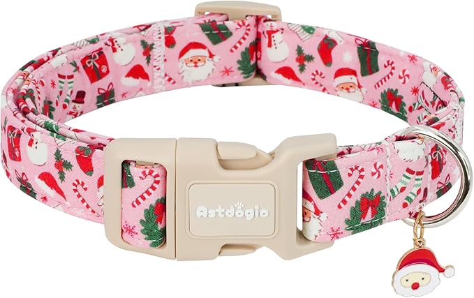 Christmas Dog Collar - Adjustable Festive Santa & Snowman Collar for Small Medium Large Dogs with Dangling Charm, Cute Holiday Puppy Collar for Photos, Pet Parties & Gifting-XS