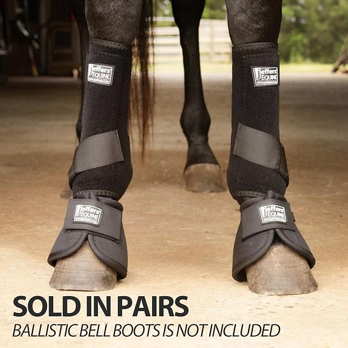 Jeffers Equine Protective Horse Boots 1 Pair Black - Safe Neoprene Leg Guards & Comfortable Fit, Durable Strap Closures, Front & Hind Support, Equestrian Accessories for Travel & Riding - Small