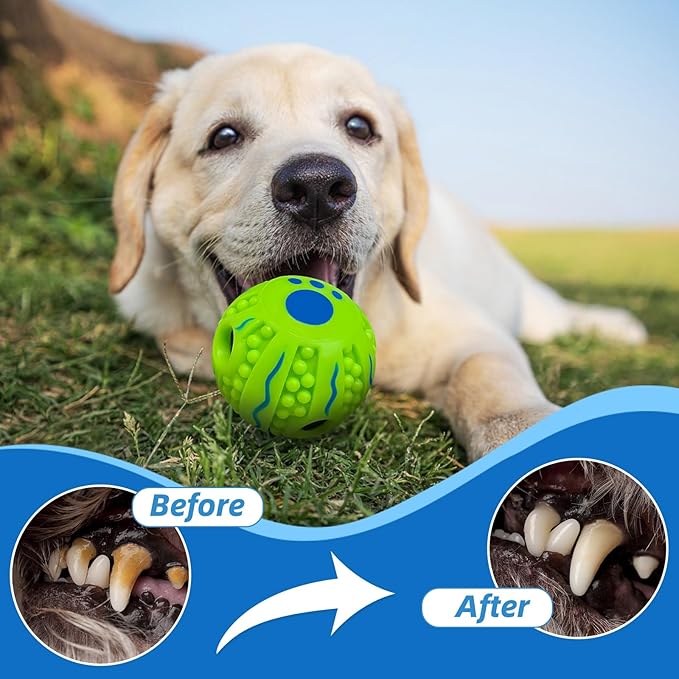 Spiky Interactive Dog Toys Ball, Shaking with Gibbering Sound, for Training, Teeth Cleaning & Herding, Wave, XS, 2.75 in (7 cm)