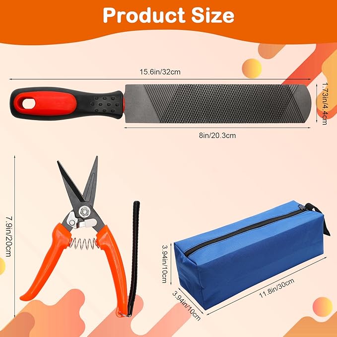 8 inch Farrier Tool Kit, Coldairsoap 3PCS Goat Hoof Trimmers with 1PCS Metal Shears, 1PCS Double-Side Long Handle Rasp, 1PCS Blue Storage Bag, Hoof Rasp File for Goat Sheep, Alpaca, Lamb, Pig