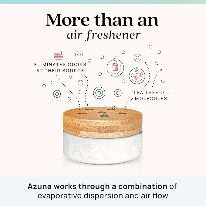 Azuna All-Natural Odor Remover Gel Refill Pouch | Air Purifier with Tea Tree Oil | Plant-Based & Long Lasting | For Pet Odors, Smoke & Strong Odors | Amalfi Breeze, 24 oz.