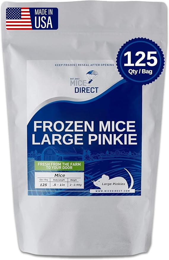 MiceDirect Frozen Pinkie Feeder Mice Food for Corn Snakes Ball Pythons Lizards (125 Count)