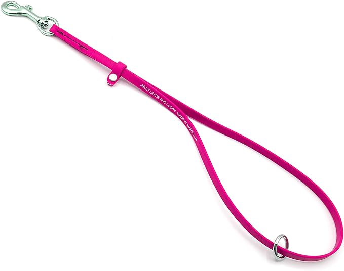 Jelly Pet Grooming Loops 3/8'' x 18'' W/Ring (Hot Pink) | Made in The USA