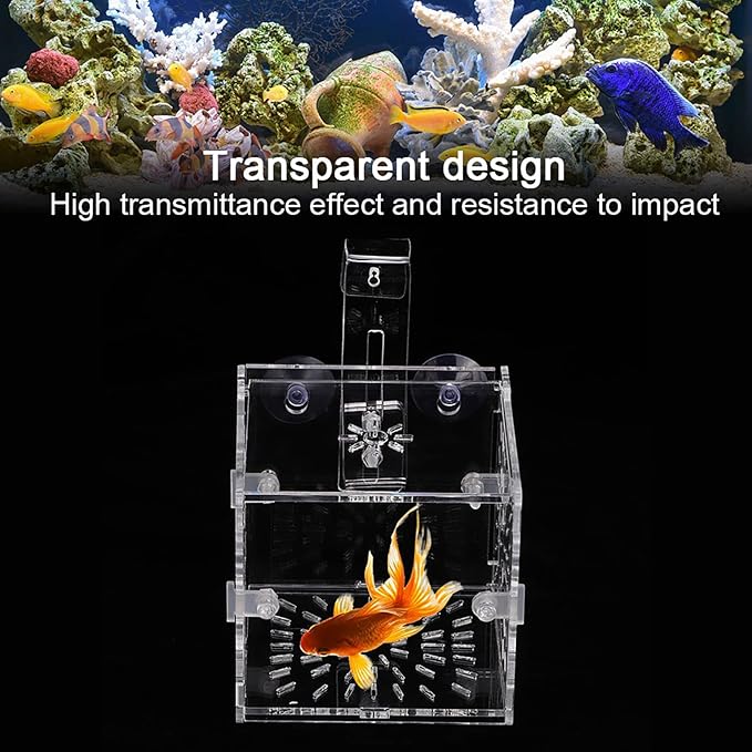 Acrylic Transparent Fish Tank, Breeding Isolation Box Aquarium Hatchery Incubator Holder with Screw Reinforcement, Convenient Use Comes with Isolation Board for Fish Breeding