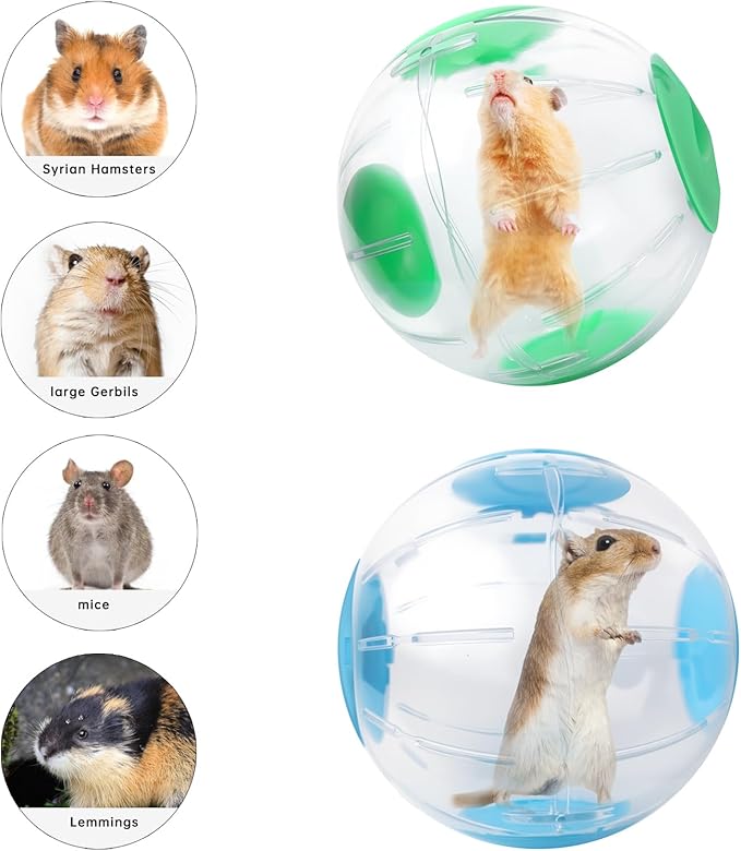 Hamster Exercise Ball, 7.9 Inch Syrian Hamster Ball, Transparent, Large Ball with Four entrances (Blue)