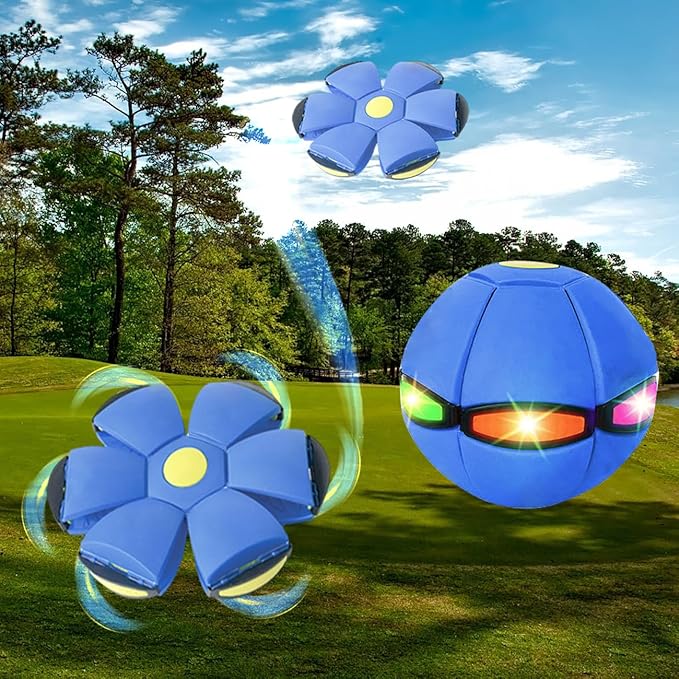 FlidRunest 2PCS Pet Toy Flying Saucer Ball, Flying Saucer Balls Dog Toy, Doggy Disc Balls with 3 Light for Interactive Dog,Cats, Children's Foot Ball,Outdoor Games,Camping Games