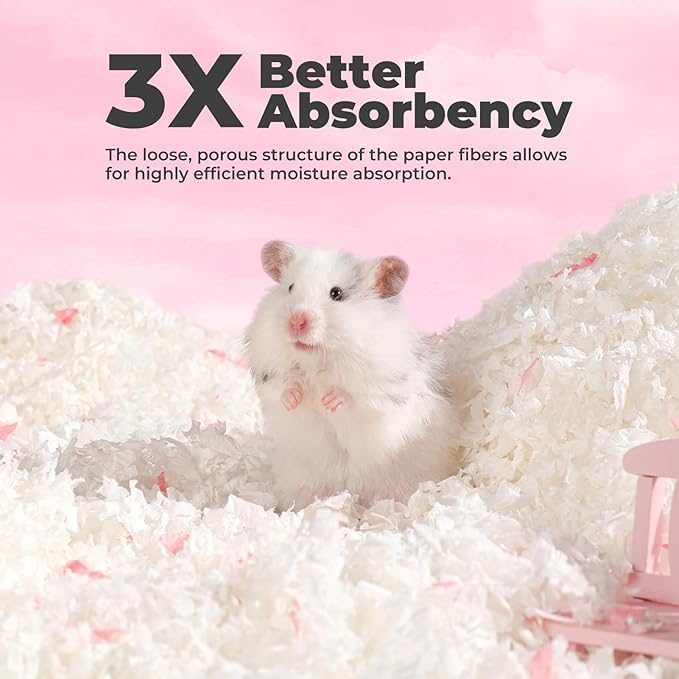 mini&moe Hamster Bedding 25 Liters: Hamster Bedding Dust-Free and Odor Control Moisture Absorbent Natural Paper Small Pet Bedding - for Guinea Pigs, Hamsters, Rabbits, and Small Animal