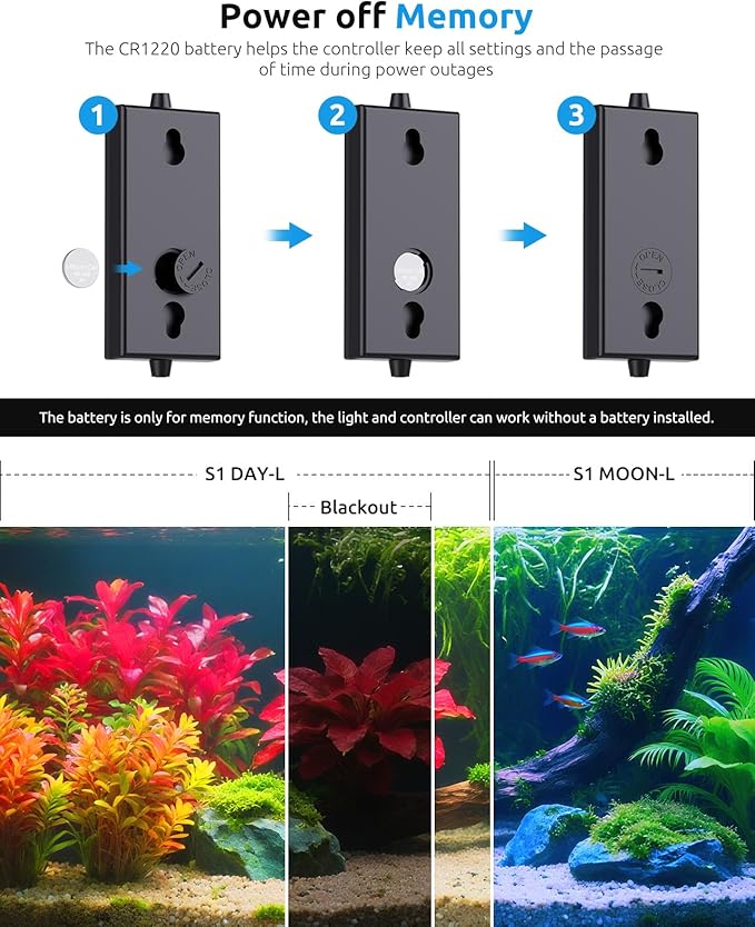 SEAOURA Aquarium Plant Light with Temperature Detector, 18-24in Full Spectrum Fish Tank Lights, 24/7 Programmable with Power Off Memory, WRGB Custom, 20 Level Dimmable for Freshwater Aquariums