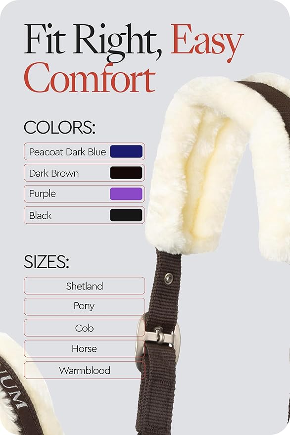 HORZE Howard Soft Fleece Padded Adjustable Polyester Horse Halter - Dark Brown - Pony