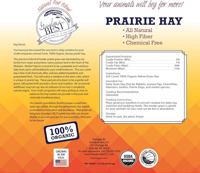 Grandpa's Best Prairie Hay Bale, 5 lbs