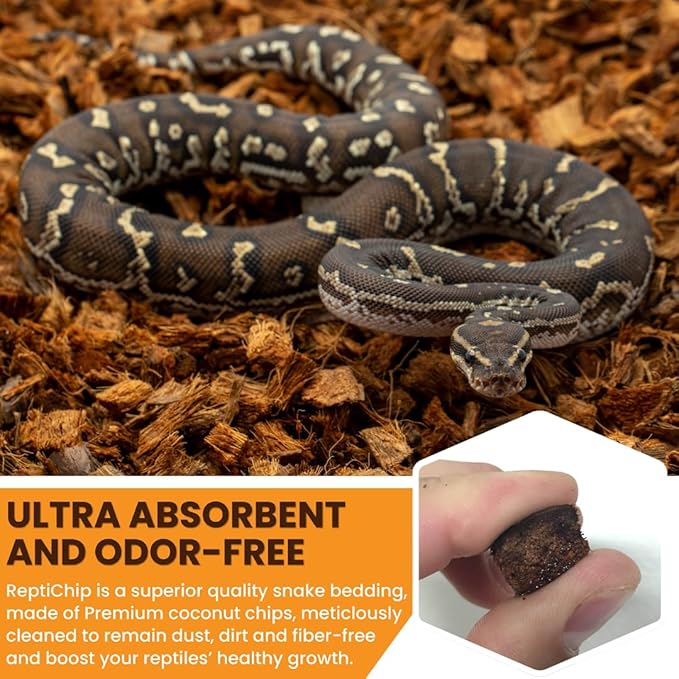 ReptiChip Reptile Bedding Loose Coconut Chip 36 Quart 2 Pack Coco Husk Substrate Mulch for Snake Habitat, Ball Python Terrarium, Turtle Tanks, Tortoise Enclosure