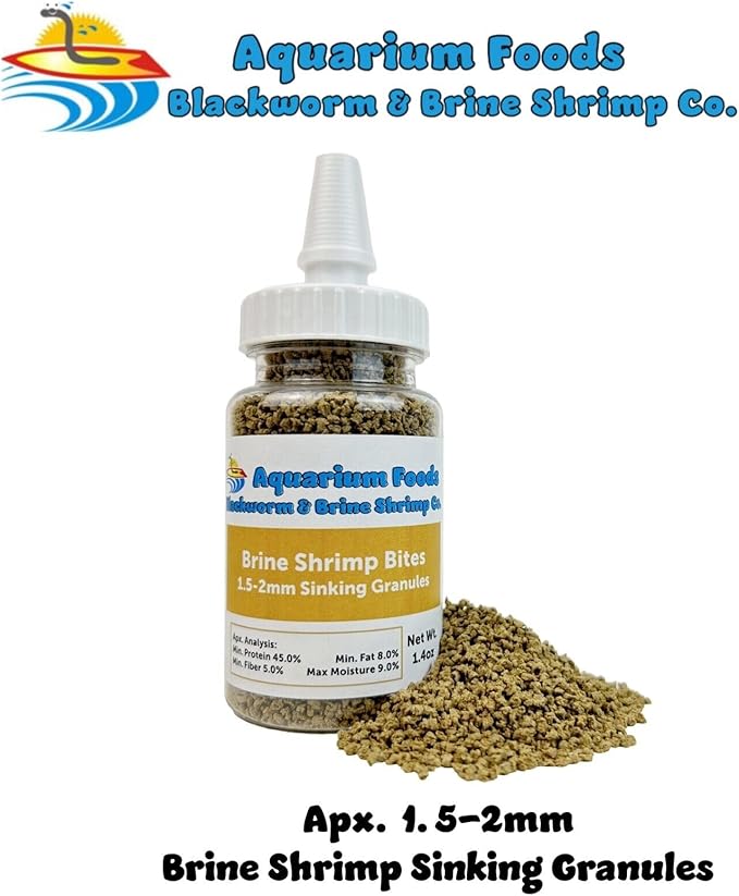 Aquatic Foods Inc. Brine Shrimp Sinking Bites for Guppies, Cichlids, Discus, Corys, Tetras, Bettas All Tropical Fish…1.4oz Squeeze Bottle
