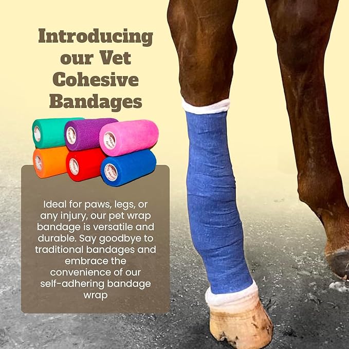3 Inch Vet Wrap Tape Bulk (Brown) (Pack of 24) Self Adhesive Adherent Adhering Flex Bandage Grip Roll for Dog Cat Pet Horse
