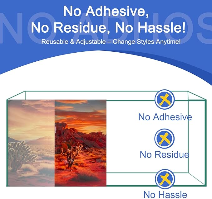 Aquarium Background & Terrarium Background – Ultra HD Static Cling, Tape-Free, Desert Sunset Design for Reptile Tank Decorations, Perfect for Bearded Dragon and Leopard Gecko Tanks 17.7 X 47.2 Inches