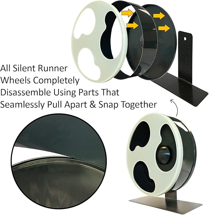 Silent Runner Glow Wheel + Sandy Track + Cage Attachment - Glow in The Dark Pet Exercise Wheel - Sugar Gliders, Hamsters, Rats, Mice, & Other Nocturnal Animals