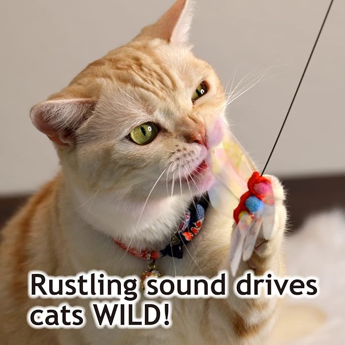 NECOICHI Crinkly Critters Dancing Dragonfly Trio Wire Cat Wand No.1 Selling Cat Toy in Japan