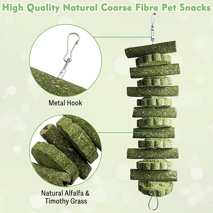 kathson 3Pcs Bunny Chew Toys Rabbit Chewing Toy for Teeth Hanging Grinding Chinchilla Treats Timothy Grass Cake Molar Balls for Guinea Pigs Hamsters Gerbils Rats Squirrels Playing Improve Pets Dental