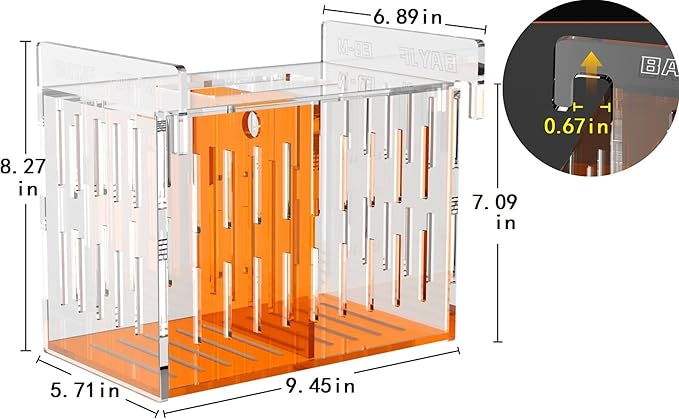 Fish Breeder Isolation Box for Aquarium Tank,Transparent Orange Acrylic Fish Acclimation Box for Clownfish Guppy Betta Coral (M)