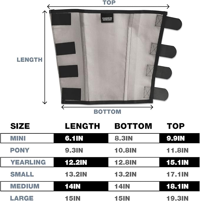 Harrison Howard Loose Fitting Fly Boots UV-Protective Extra Tough Mesh Ventilated Four Fasteners Stay-on Design Protect Horse Legs & Stomp-Reducing Set of 4 Original Grey Large