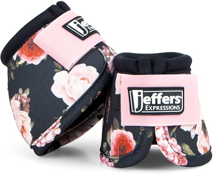 Jeffers Expression No Turn Bell Boots for Horses - Rose Garden, Large | Shock Absorbing Hoof Protection | Secure Double Hook & Loop Closure, Perfect for Turnout, Training, & Riding - 1 Pair