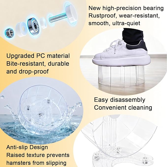Hamster Wheel, 8.7" Super-Silent Exercise Wheels, Dual-Bearings Quiet Spinner Running Wheels, 3 Installation Methods, Fits Any Hamster Cage, Hamsters Toy for Dwarf Hamsters, Gerbils, and Small Pets.