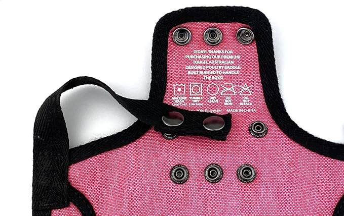 DOWN UNDER OUTDOORS 4 Pack Medium-Large Saddles with Adjustable Straps, Poultry Saver, Protector, Apron, Supplies, Care Products (Pink)